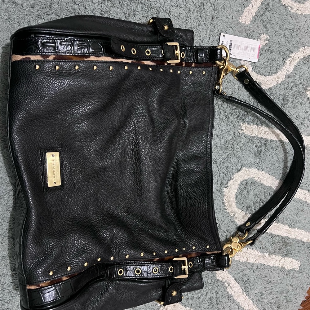 Black Leather Studded Handbag